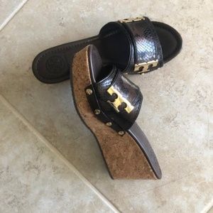 Tory Burch Snake Print Pamela Wedge